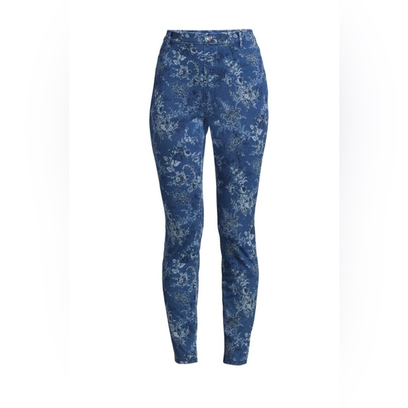 TIME & TRU Womens Blue With Print Distressed Jeggings Size XL 16-18 Pull On New - Picture 2 of 7